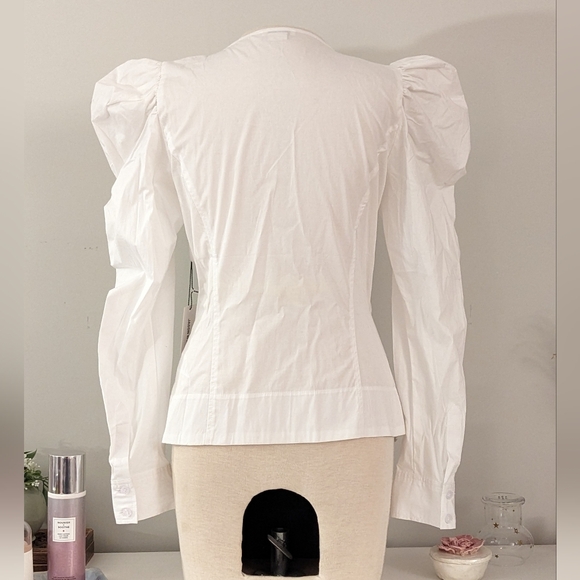 Jason Wu Cotton Long Puff Sleeve Wrap Blouse - Picture 5 of 15